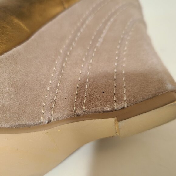 Vtg Steve Madden Gold Bronze Round Toe Platform Wedge Heel 7.5 - Picture 12 of 16